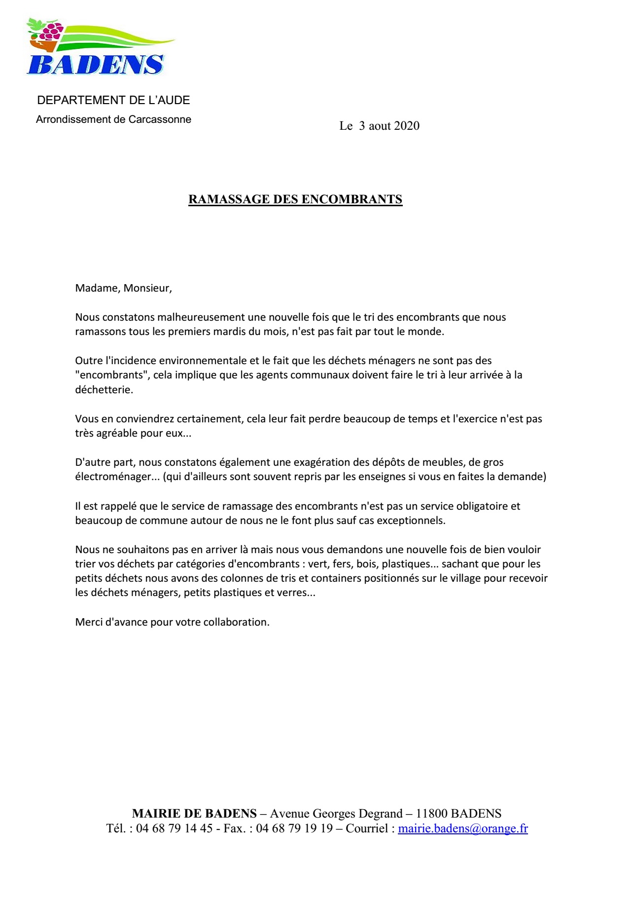 LES BONNES PRATIQUES DU RAMASSAGE DES BADENS